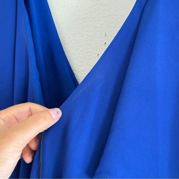 NWT BCBGMaxAzria Jessica Dress Waterfall ruffle handkerchief hem blue 4 - Picture 11 of 11